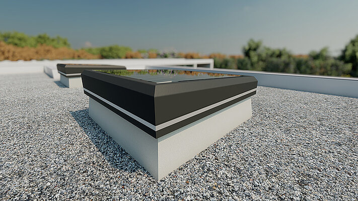 Lanterneau pour toiture terrasse avec cadre en aluminium 3°