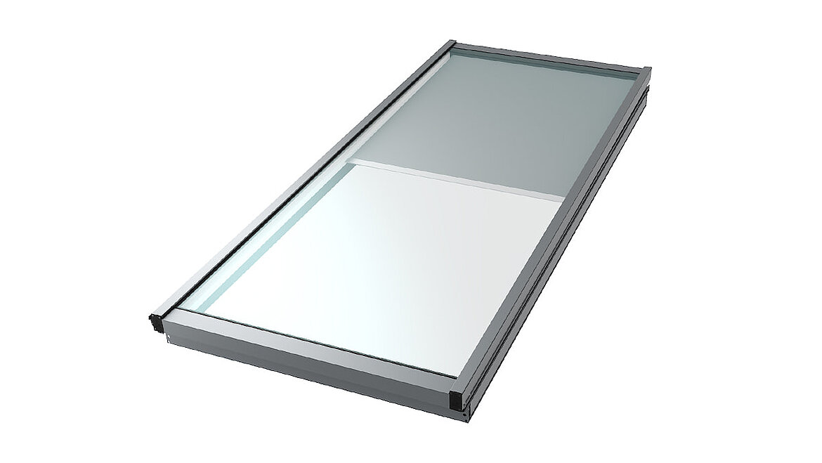 Toit en verre modulaire LAMILUX Modular Glass Skylight MS78 Illustration élément en verre avec protection solaire Toit en verre modulaire LAMILUX Modular Glass Skylight MS78 Illustration élément en verre avec protection solaire